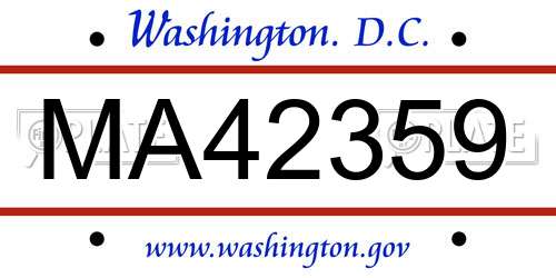 MA42359 District Of Columbia License Plate