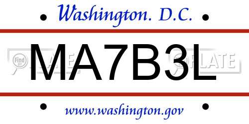 MA7B3L District Of Columbia License Plate