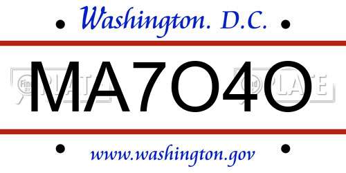 MA7O4O District Of Columbia License Plate