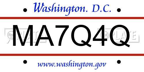 MA7Q4Q District Of Columbia License Plate