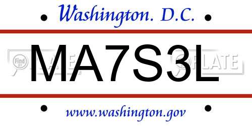 MA7S3L District Of Columbia License Plate