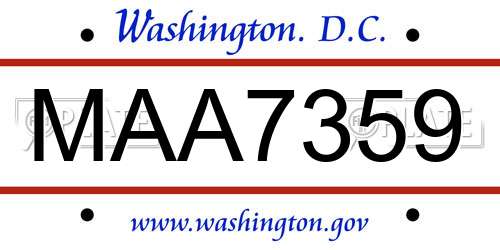 MAA7359 District Of Columbia License Plate