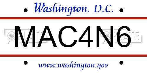 MAC4N6 District Of Columbia License Plate