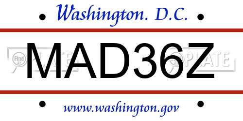 MAD36Z District Of Columbia License Plate