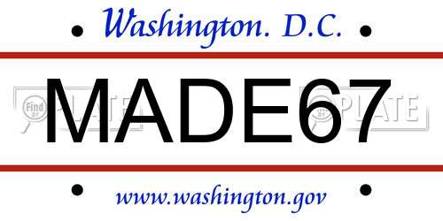MADE67 District Of Columbia License Plate