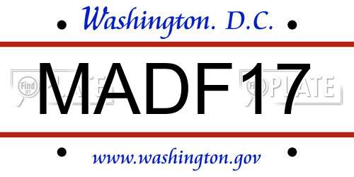 MADF17 District Of Columbia License Plate