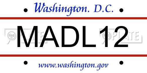 MADL12 District Of Columbia License Plate