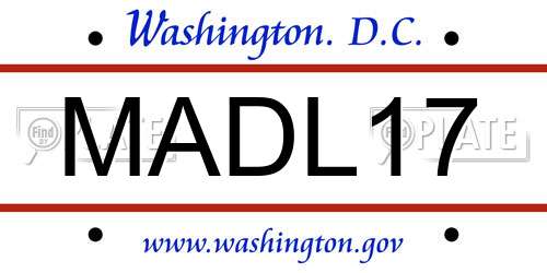 MADL17 District Of Columbia License Plate