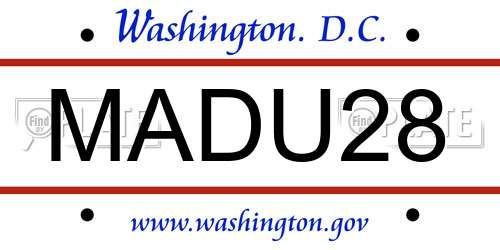MADU28 District Of Columbia License Plate