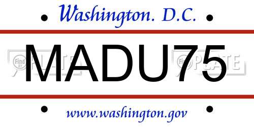 MADU75 District Of Columbia License Plate