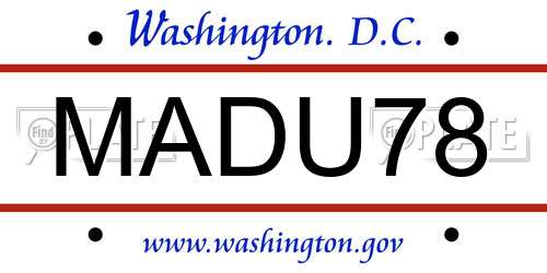 MADU78 District Of Columbia License Plate