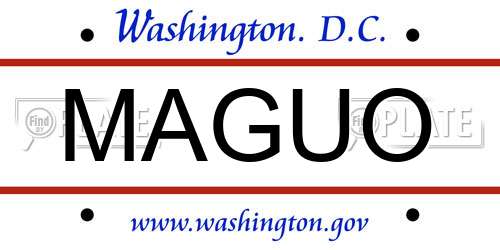 MAGUO District Of Columbia License Plate