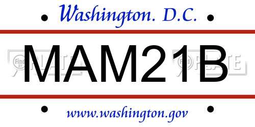 MAM21B District Of Columbia License Plate