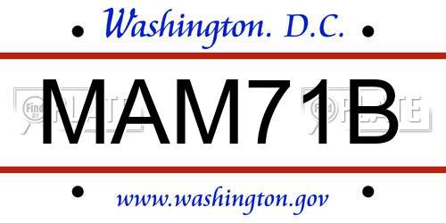 MAM71B District Of Columbia License Plate