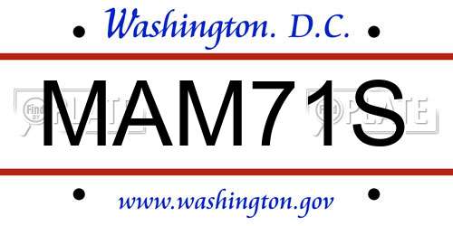 MAM71S District Of Columbia License Plate