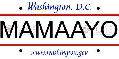MAMAAYO District Of Columbia License Plate