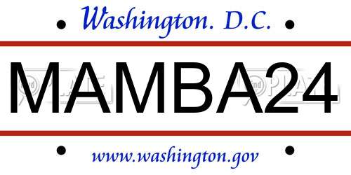 MAMBA24 District Of Columbia License Plate