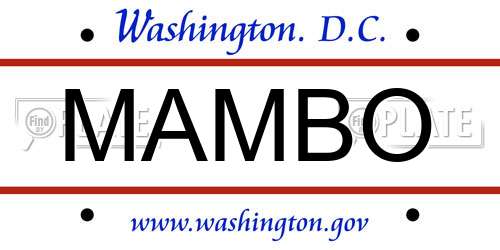 MAMBO District Of Columbia License Plate