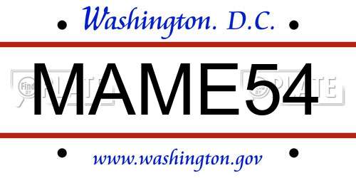 MAME54 District Of Columbia License Plate