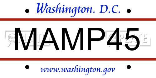 MAMP45 District Of Columbia License Plate