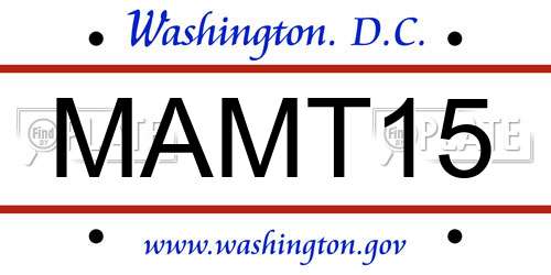 MAMT15 District Of Columbia License Plate