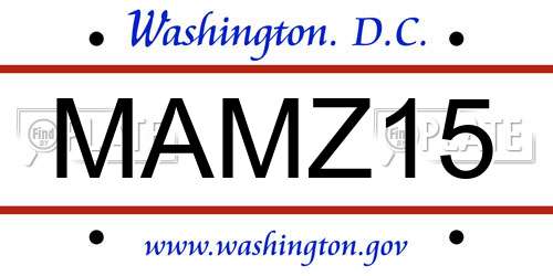 MAMZ15 District Of Columbia License Plate
