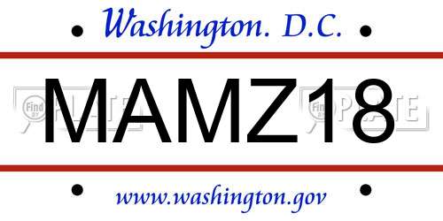 MAMZ18 District Of Columbia License Plate
