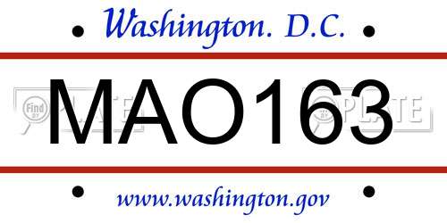MAO163 District Of Columbia License Plate