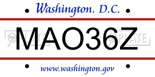 MAO36Z District Of Columbia License Plate