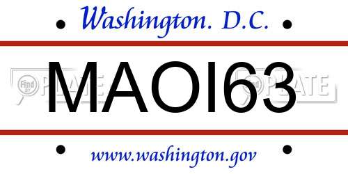 MAOI63 District Of Columbia License Plate