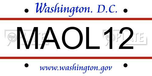 MAOL12 District Of Columbia License Plate