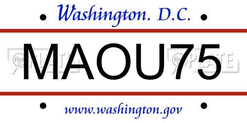 MAOU75 District Of Columbia License Plate