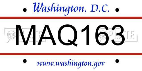 MAQ163 District Of Columbia License Plate