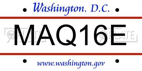 MAQ16E District Of Columbia License Plate