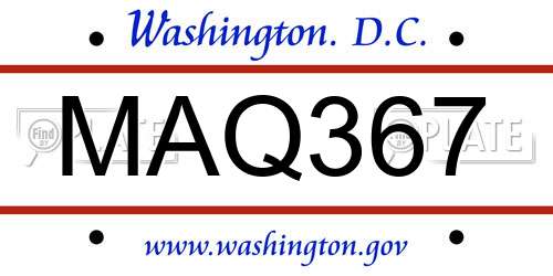 MAQ367 District Of Columbia License Plate