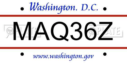 MAQ36Z District Of Columbia License Plate