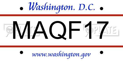 MAQF17 District Of Columbia License Plate