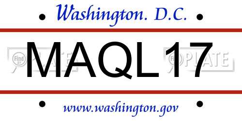 MAQL17 District Of Columbia License Plate