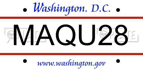 MAQU28 District Of Columbia License Plate