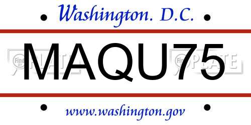 MAQU75 District Of Columbia License Plate
