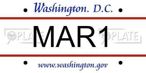 MAR1 District Of Columbia License Plate