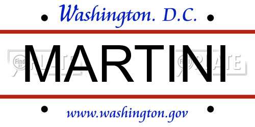 MARTINI District Of Columbia License Plate