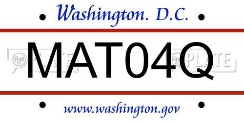 MAT04Q District Of Columbia License Plate