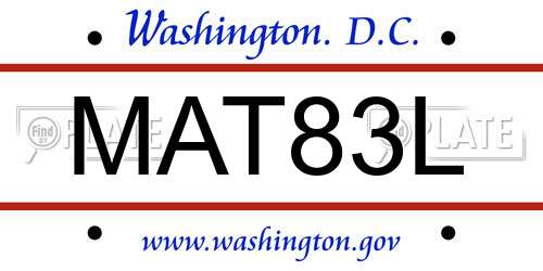 MAT83L District Of Columbia License Plate