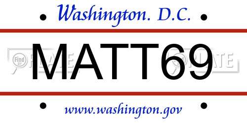 MATT69 District Of Columbia License Plate