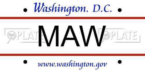MAW District Of Columbia License Plate