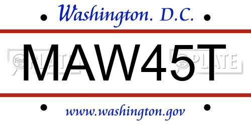 MAW45T District Of Columbia License Plate