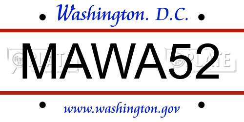 MAWA52 District Of Columbia License Plate