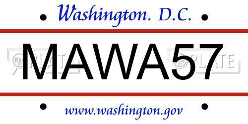 MAWA57 District Of Columbia License Plate