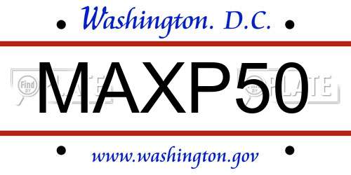 MAXP50 District Of Columbia License Plate